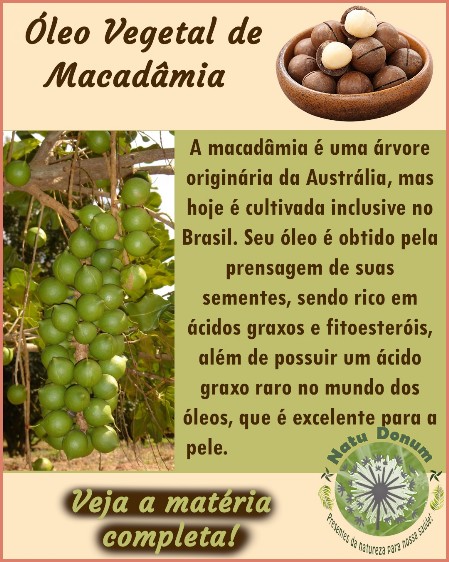 Óleo vegetal de macadâmia